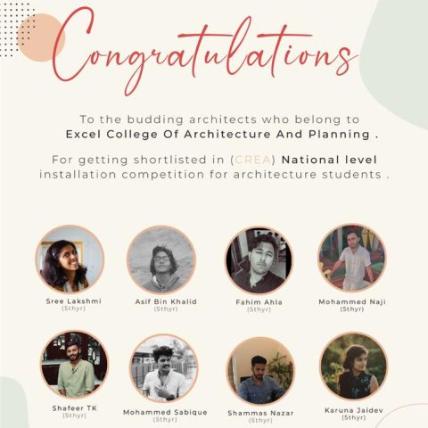 Batch 2018-23 Students got shortlisted in (CREA) National Level Installation Competition for Architecture Students, Calicut