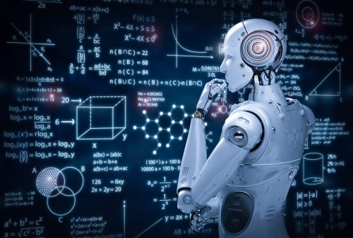 robot with education hud