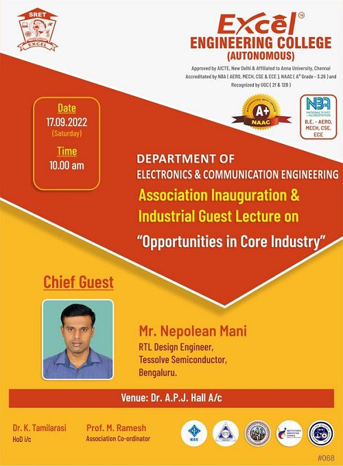 Association Inauguration & Industrial Guest Lecture - Excel College