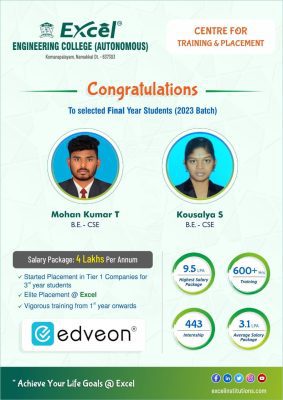 CSE department in 2023 batch for having been selected in Edveon Technologies